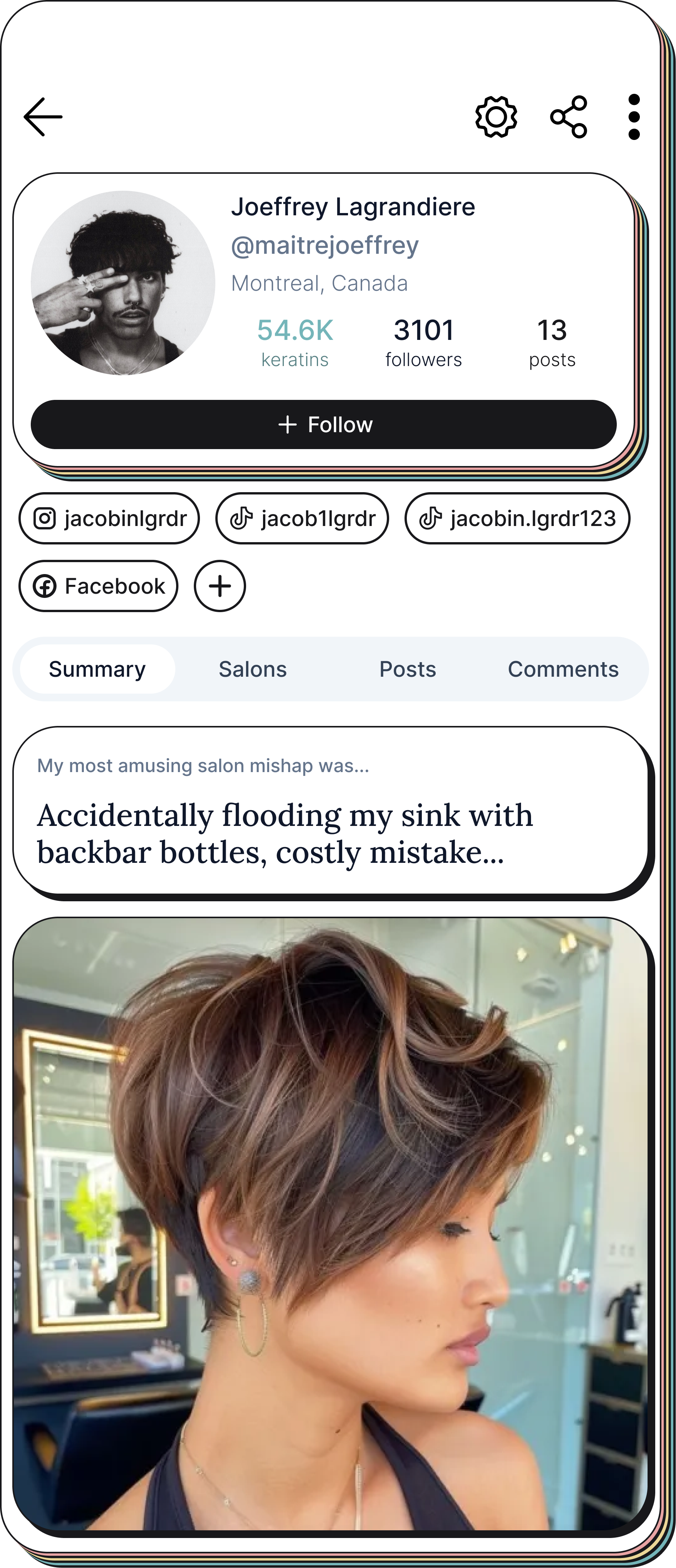 Hairstylist profile showcasing their work on Kera